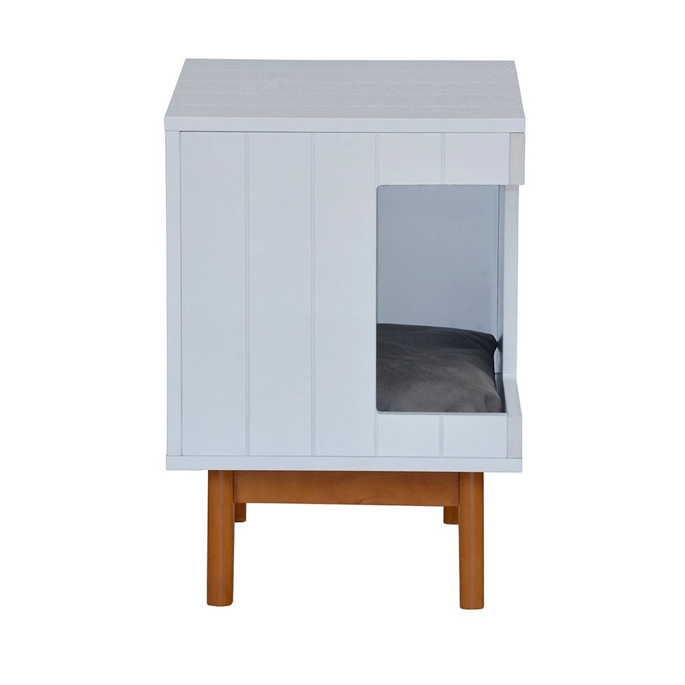 Mesa Lateral Duke para Pet com Pé em Retângulo Avelã e Branca