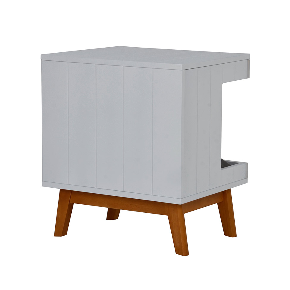 Mesa Lateral Duke para Pet com Pé em Retângulo Avelã e Branca