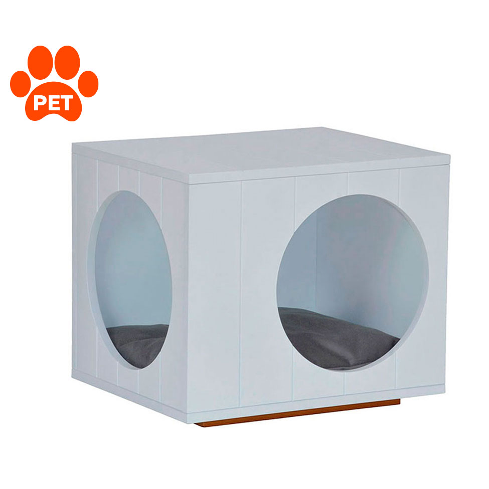 Mesa Lateral Duke para Pet em Círculo Avelã e Branca