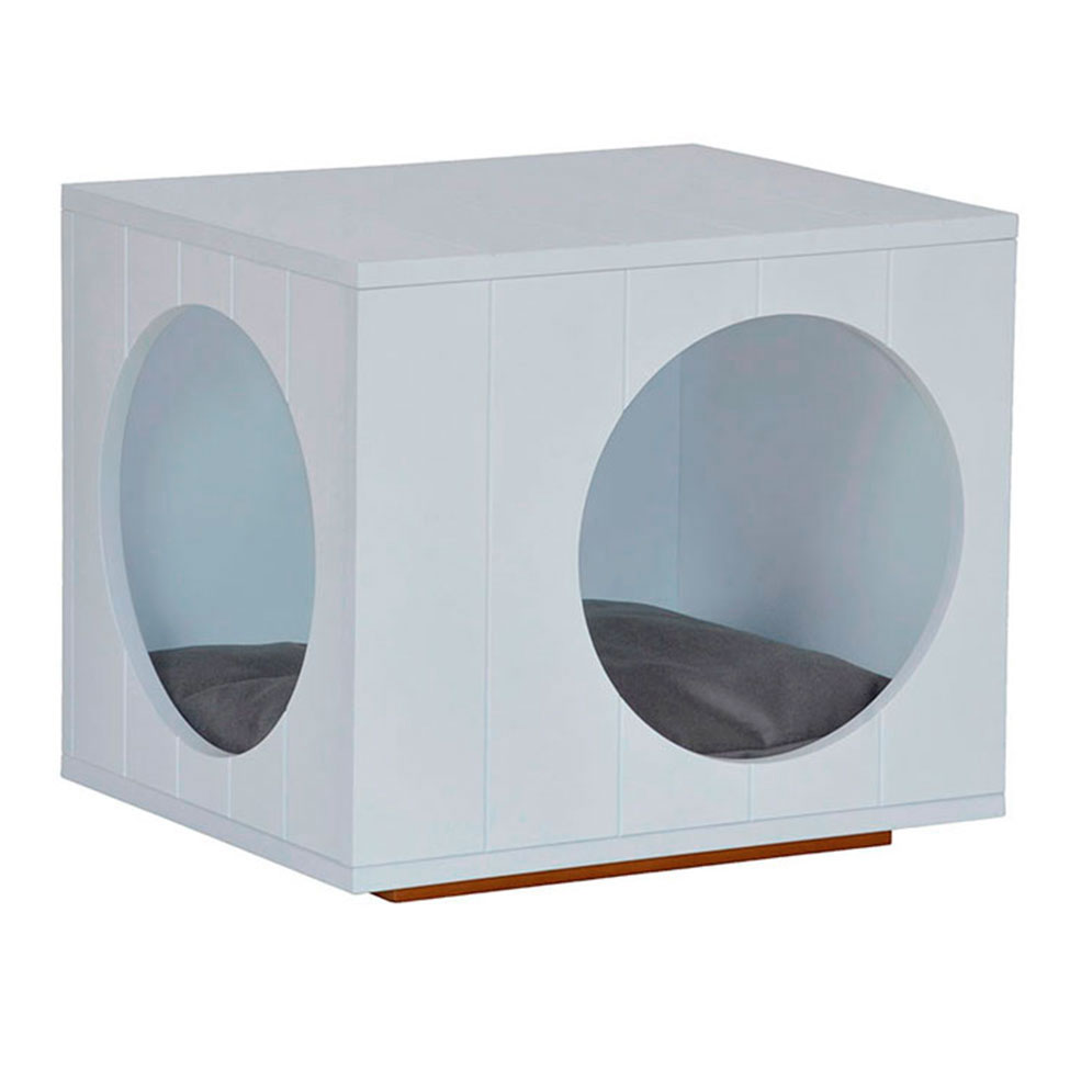 Mesa Lateral Duke para Pet em Círculo Avelã e Branca