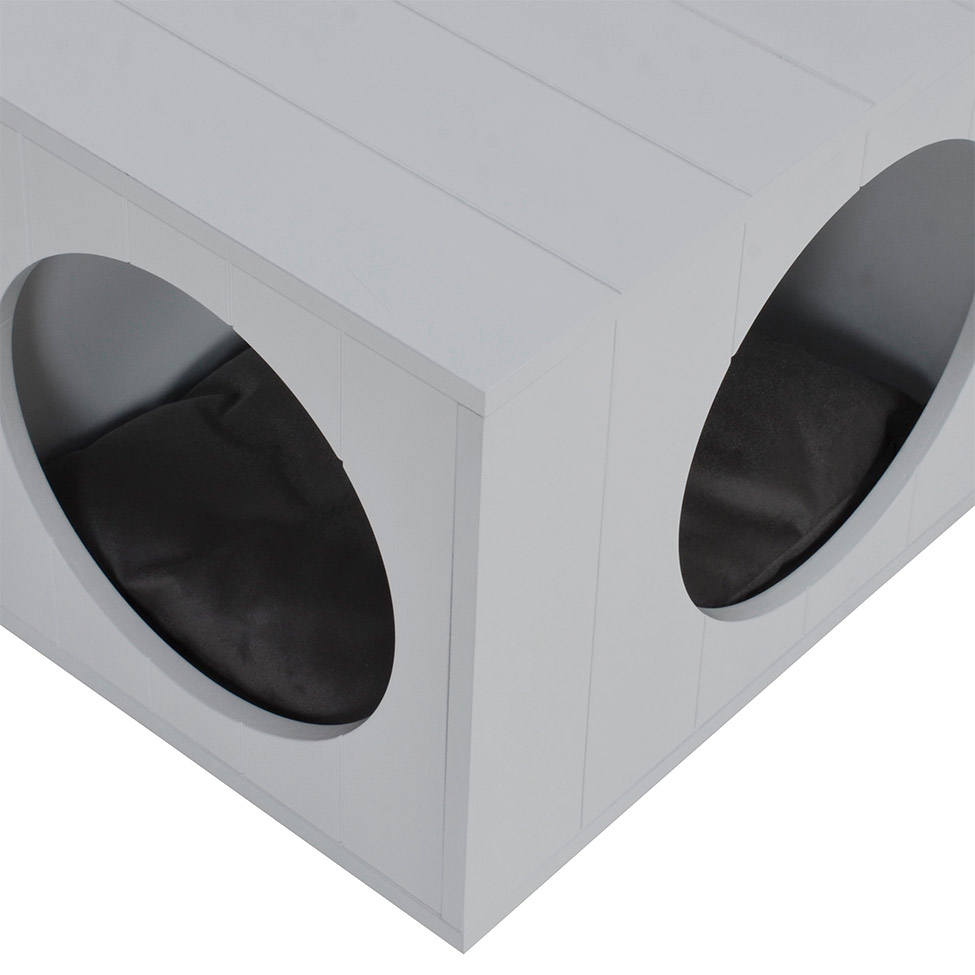 Mesa Lateral Duke para Pet em Círculo Avelã e Branca