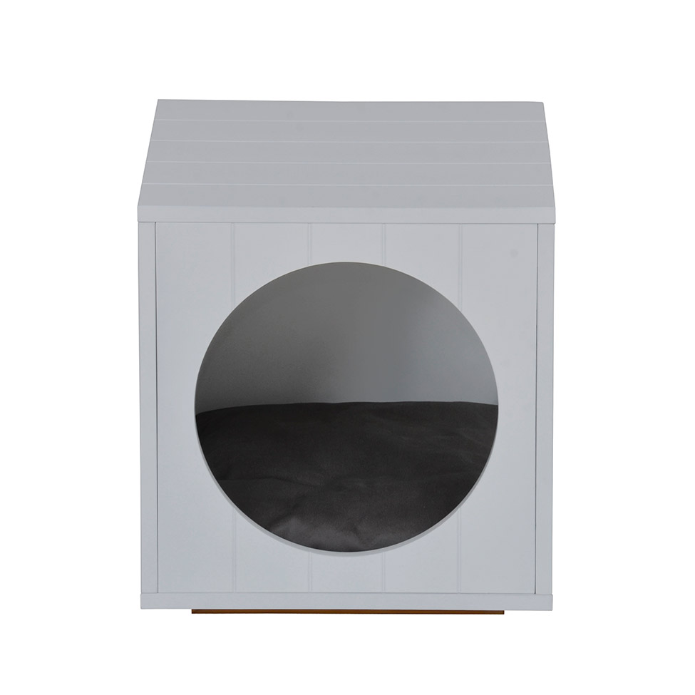 Mesa Lateral Duke para Pet em Círculo Avelã e Branca