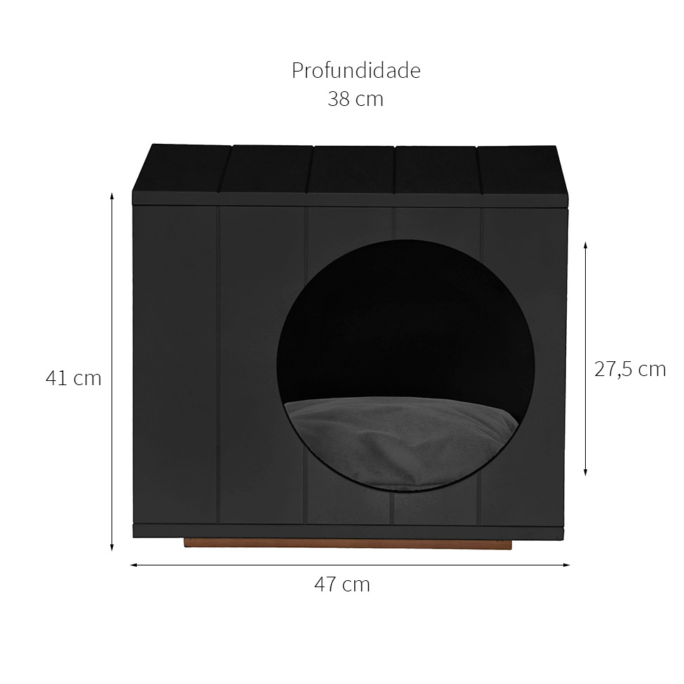 Mesa Lateral Duke para Pet em Círculo Avelã e Preta