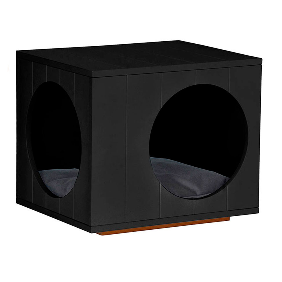 Mesa Lateral Duke para Pet em Círculo Avelã e Preta