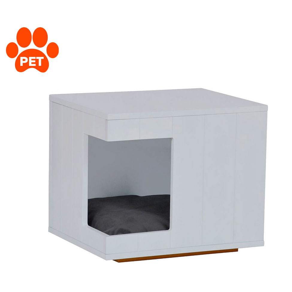 Mesa Lateral Duke para Pet em Retângulo Avelã e Branca