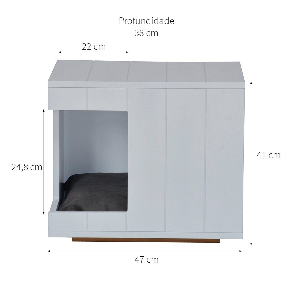 Mesa Lateral Duke para Pet em Retângulo Avelã e Branca