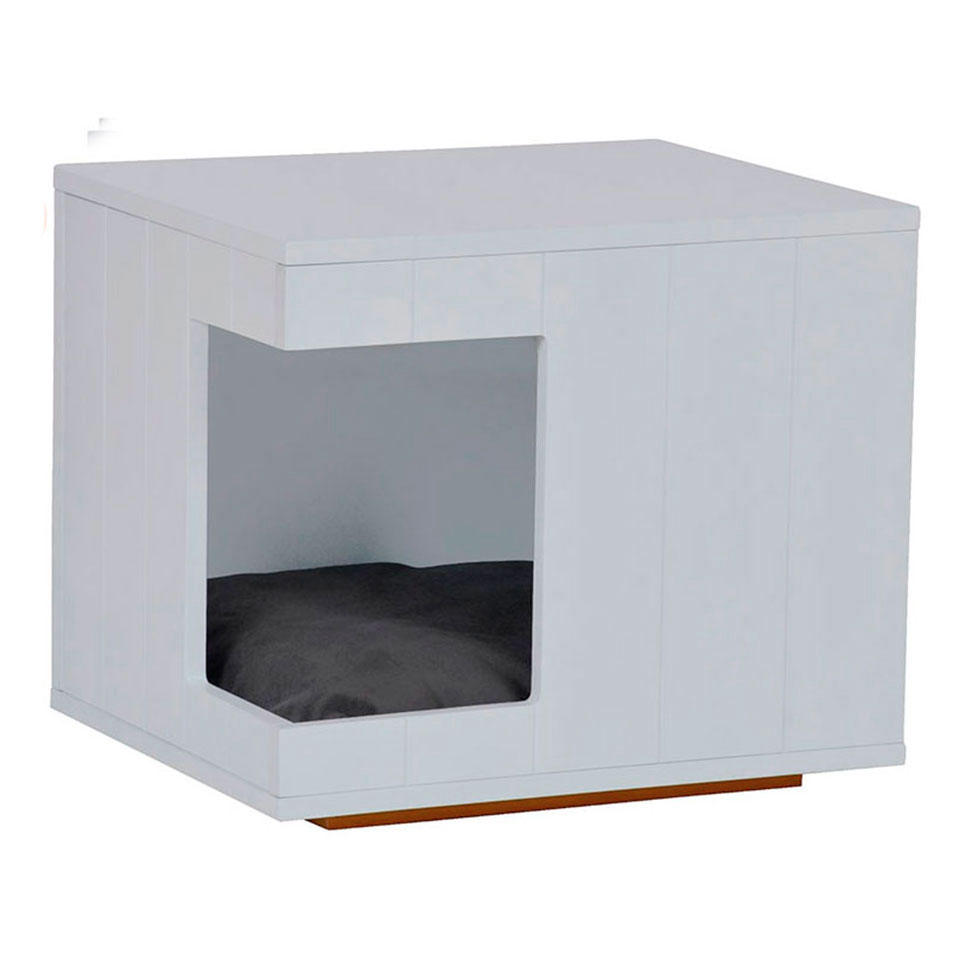 Mesa Lateral Duke para Pet em Retângulo Avelã e Branca