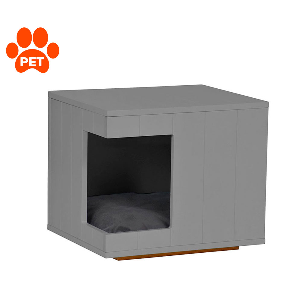 Mesa Lateral Duke para Pet em Retângulo Avelã e Cinza