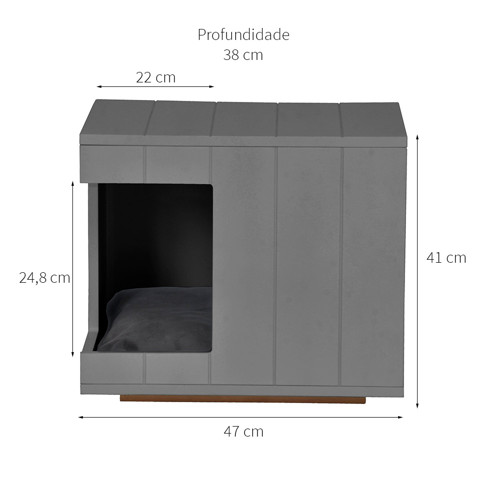Mesa Lateral Duke para Pet em Retângulo Avelã e Cinza