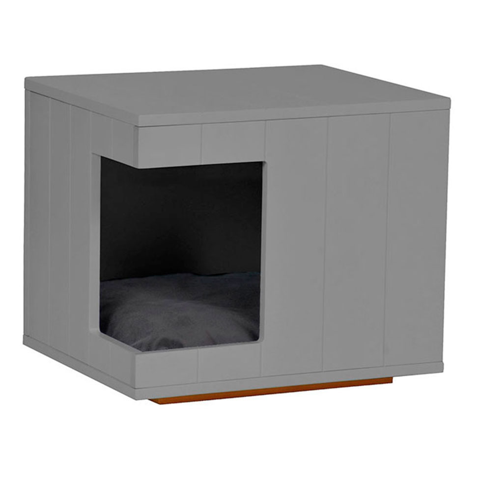Mesa Lateral Duke para Pet em Retângulo Avelã e Cinza