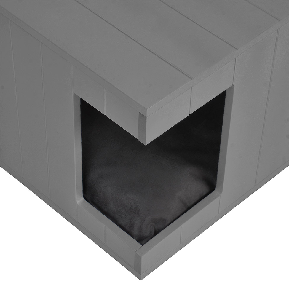 Mesa Lateral Duke para Pet em Retângulo Avelã e Cinza