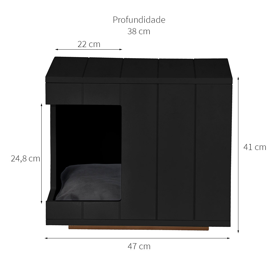 Mesa Lateral Duke para Pet em Retângulo Avelã e Preta