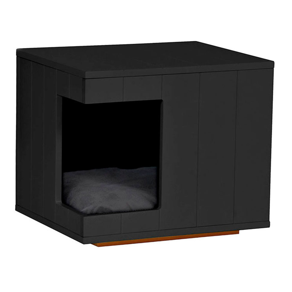 Mesa Lateral Duke para Pet em Retângulo Avelã e Preta