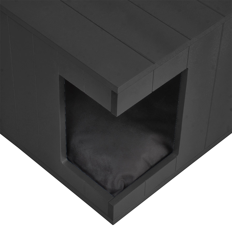 Mesa Lateral Duke para Pet em Retângulo Avelã e Preta