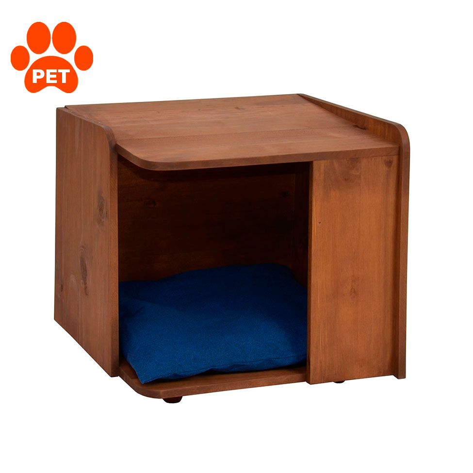 Mesa Lateral Ninho para Pet Amêndoa Rustico e Azul