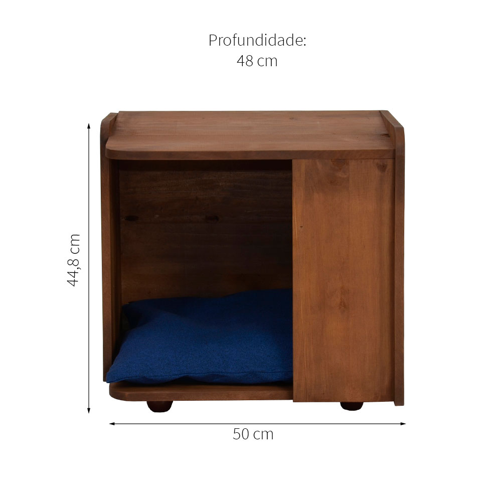 Mesa Lateral Ninho para Pet Amêndoa Rustico e Azul