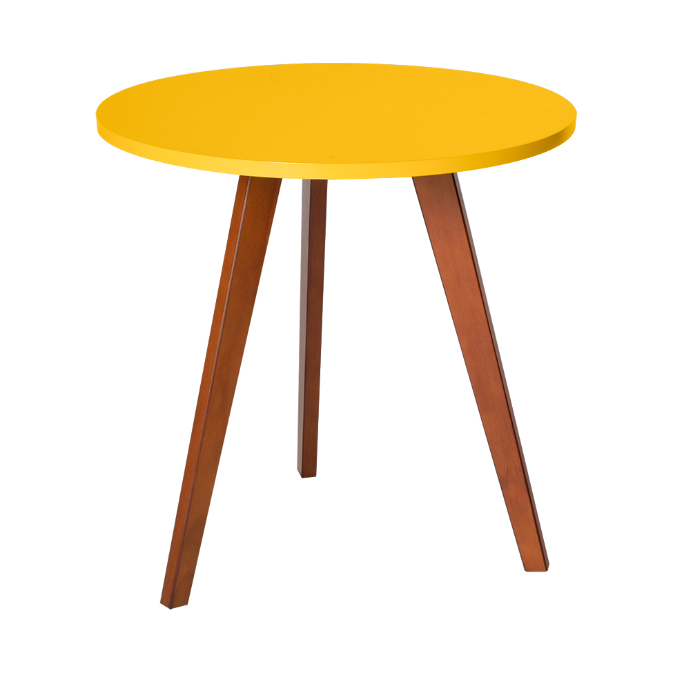 Mesa Lateral Redonda Alta Tóquio Amarela e Castanho