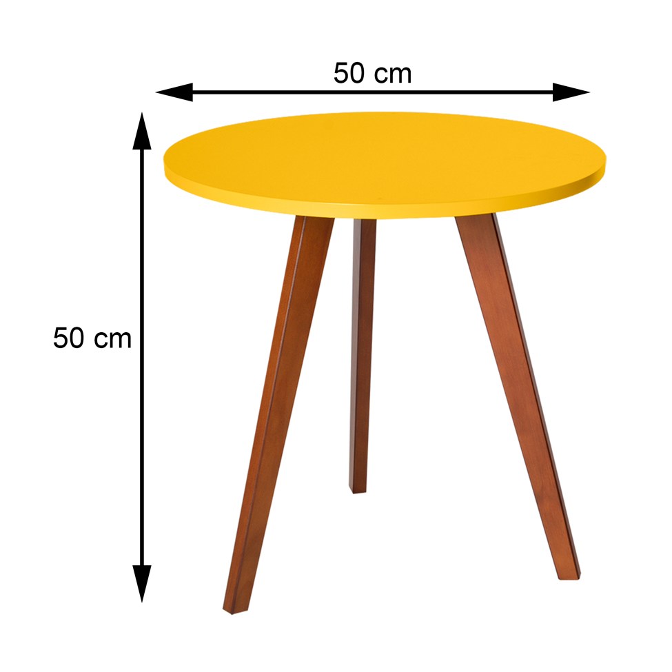 Mesa Lateral Redonda Alta Tóquio Amarela e Castanho