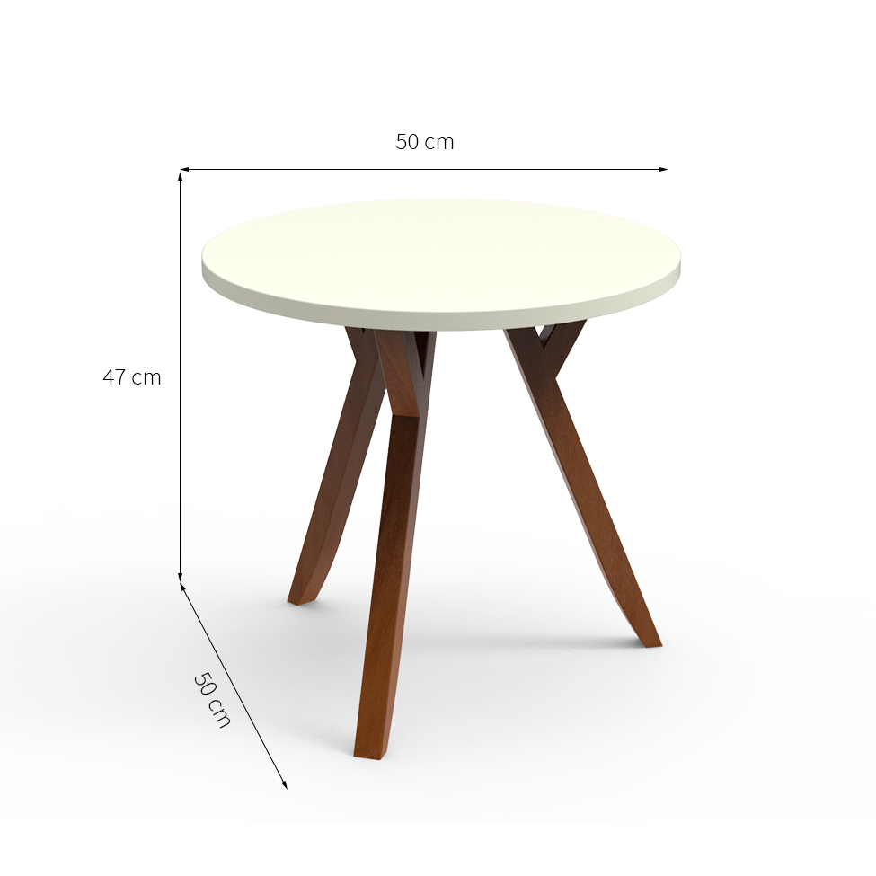Mesa Lateral Redonda Ipiranga Off White e Amêndoa