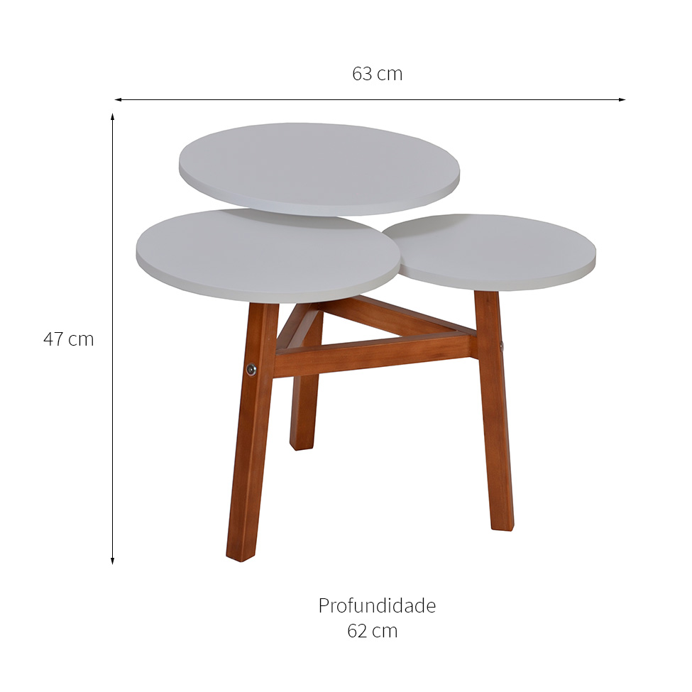 Mesa Lateral Redonda Jabuticaba Branca e Amêndoa
