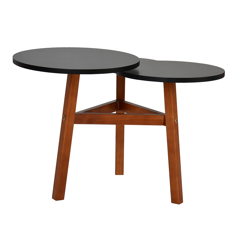 Mesa Lateral Redonda Jabuticaba Preta e Amêndoa