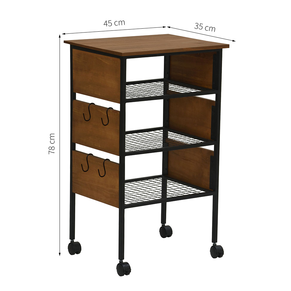 Mesa Lateral Salvia Preta e Amêndoa Rustico