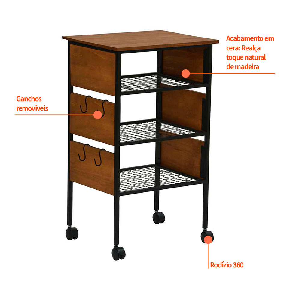 Mesa Lateral Salvia Preta e Amêndoa Rustico