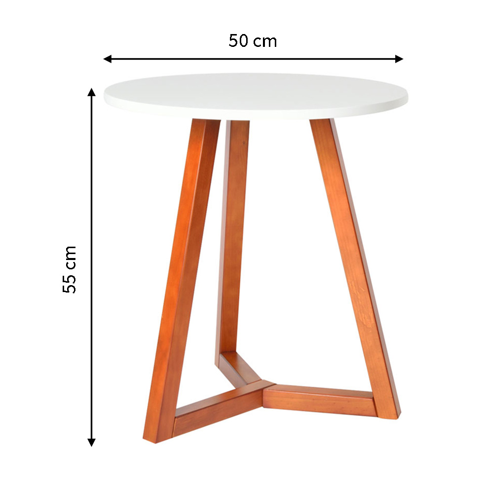 Mesa Lateral Taek Branca e Castanho