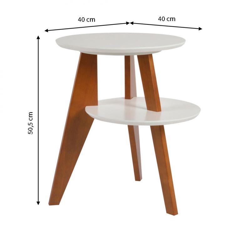 Mesa Lateral Tampo Duplo Gravity Branca e Castanho
