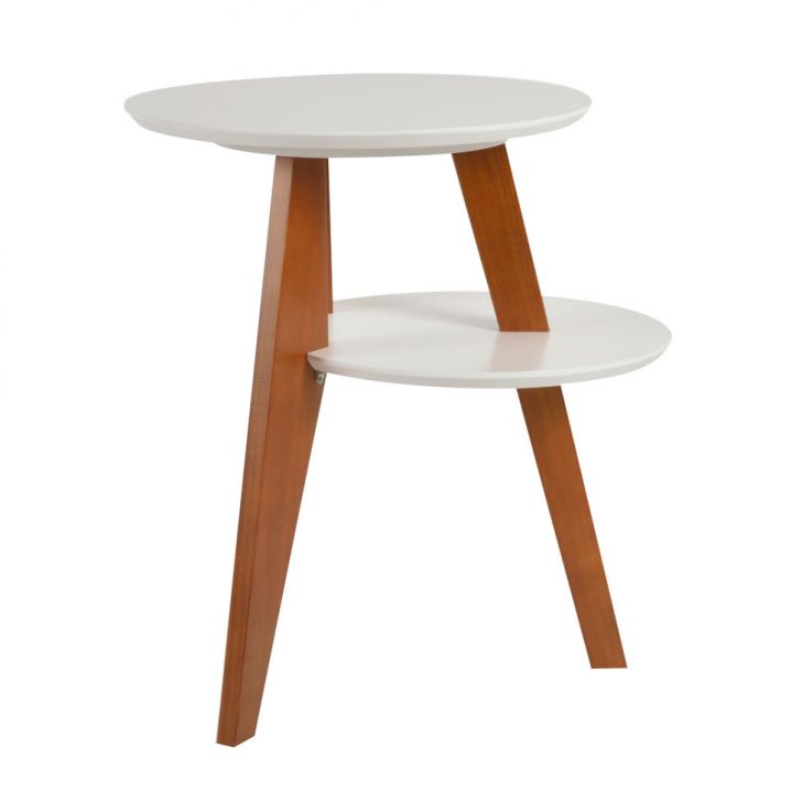 Mesa Lateral Tampo Duplo Gravity Branca e Castanho