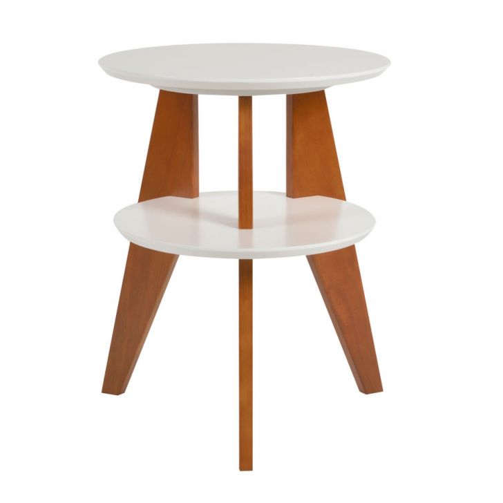 Mesa Lateral Tampo Duplo Gravity Branca e Castanho