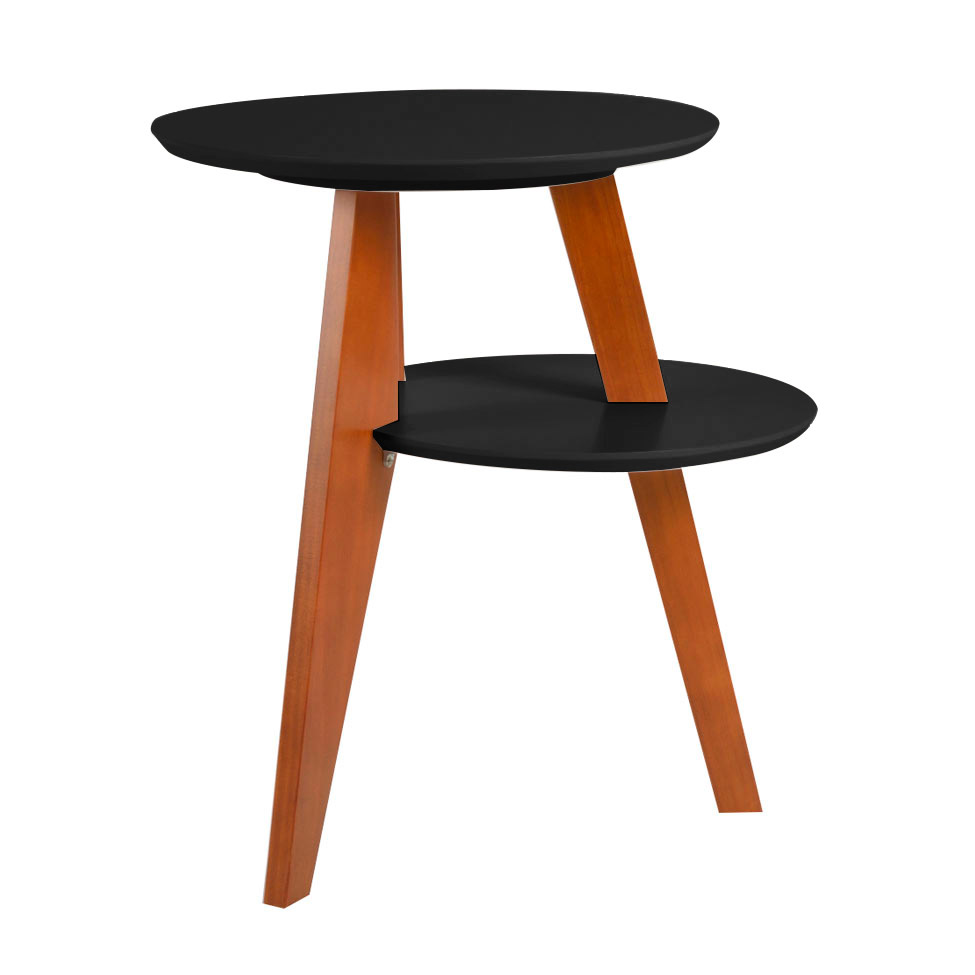 Mesa Lateral Tampo Duplo Gravity Preta e Castanho