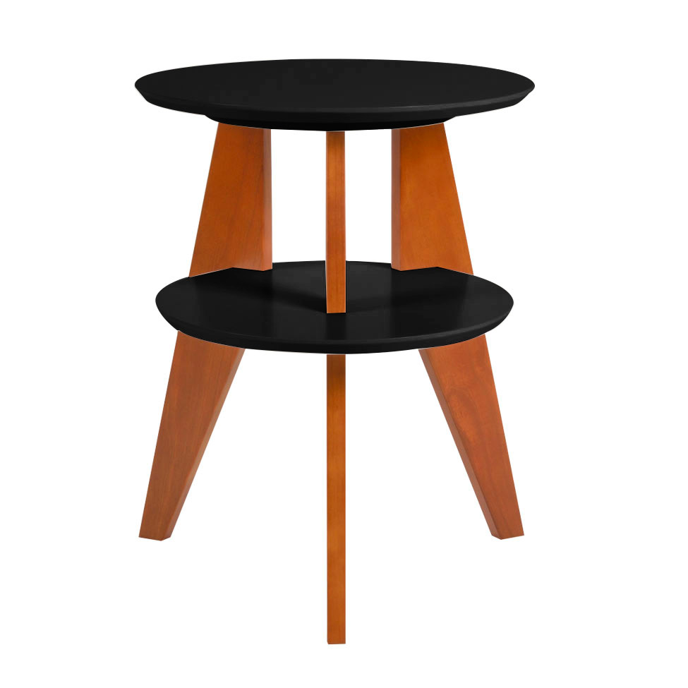 Mesa Lateral Tampo Duplo Gravity Preta e Castanho