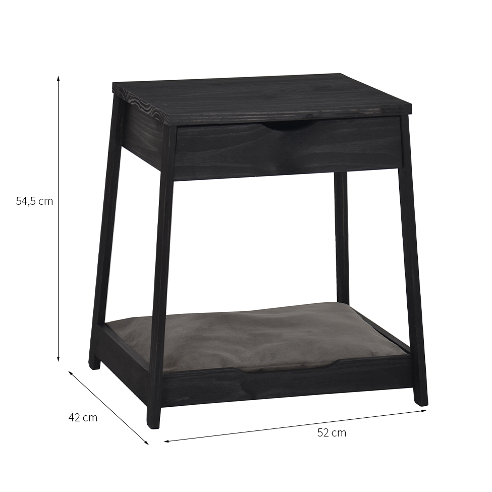 Mesa Lateral Woof para Pet 1 GV Preta