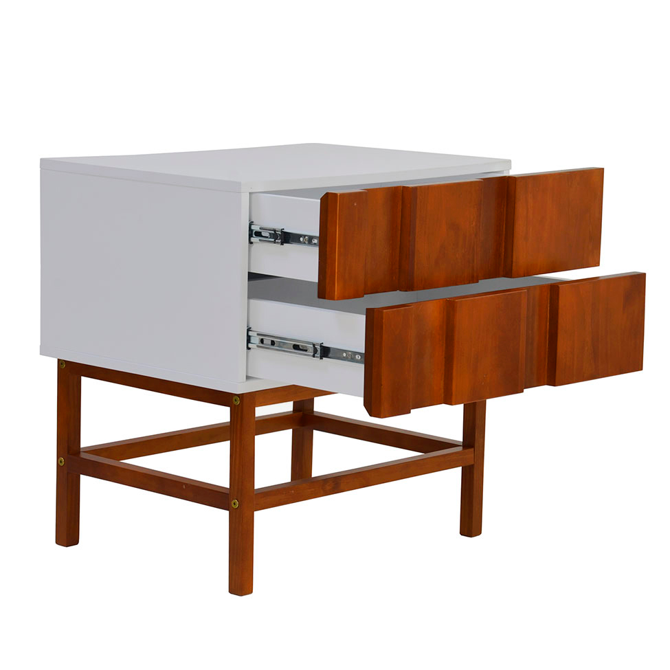 Mesa de Cabeceira Barra 2 GV Amêndoa e Branca