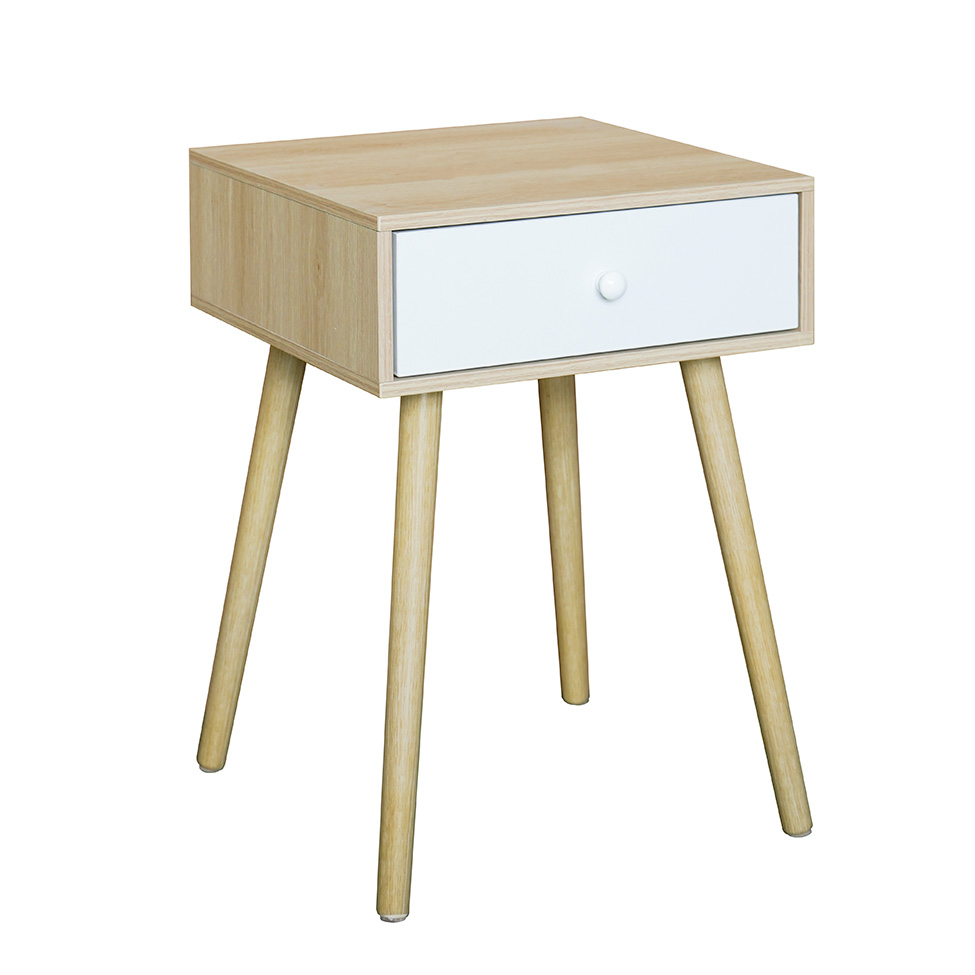 Mesa de Cabeceira Brigite 1 Gaveta Natural e Branca