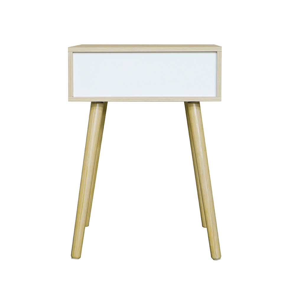 Mesa de Cabeceira Brigite 1 Gaveta Natural e Branca