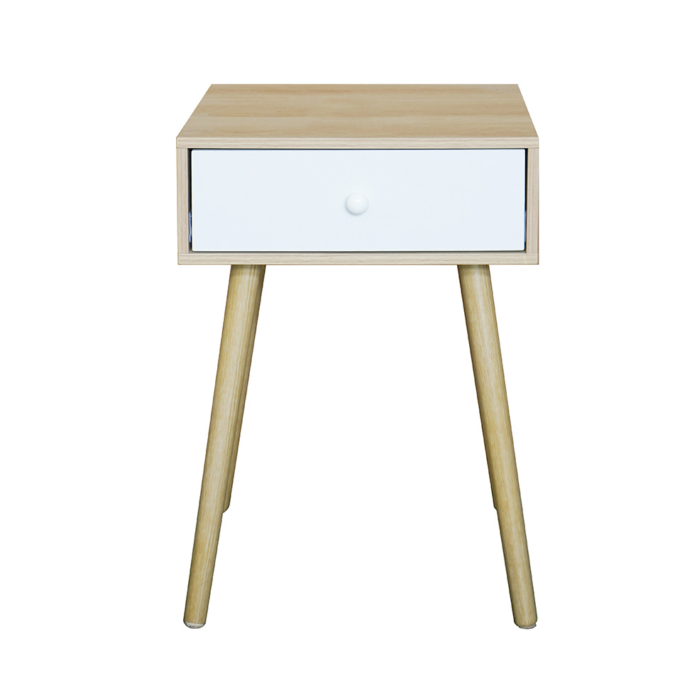 Mesa de Cabeceira Brigite 1 Gaveta Natural e Branca