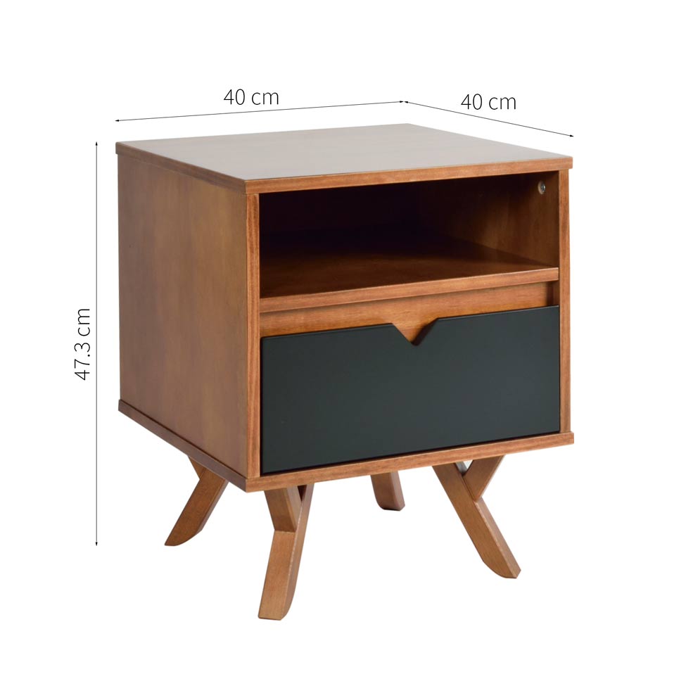 Mesa de Cabeceira Ipiranga 1 GV Amêndoa e Preta