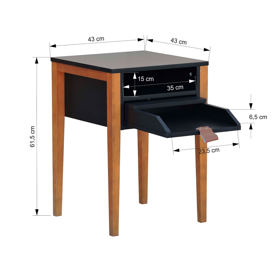 Mesa de Cabeceira Nick 1 Gaveta Preta e Avelã