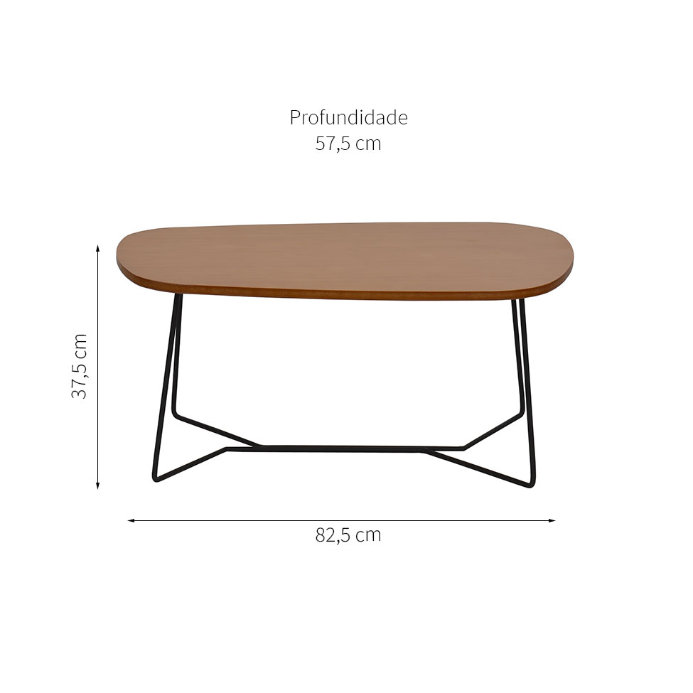 Mesa de Centro Oval Gemma Amêndoa e Preta