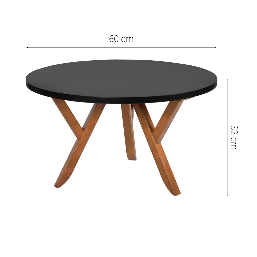 Mesa de Centro Redonda Ipiranga Amêndoa e Preta