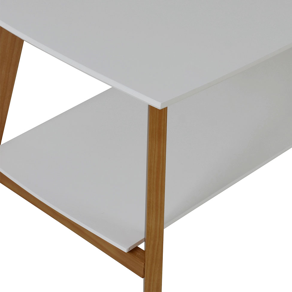 Mesa de Centro Retangular Elis Branca e Avelã