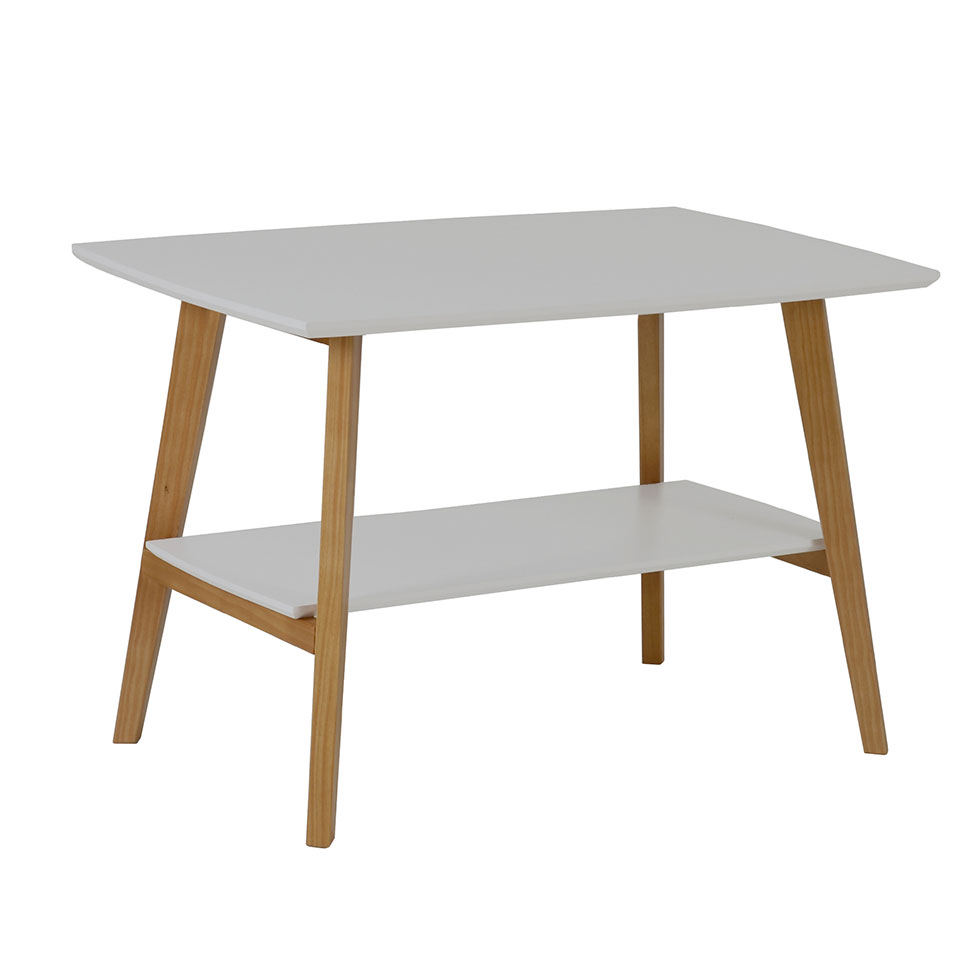 Mesa de Centro Retangular Elis Branca e Avelã