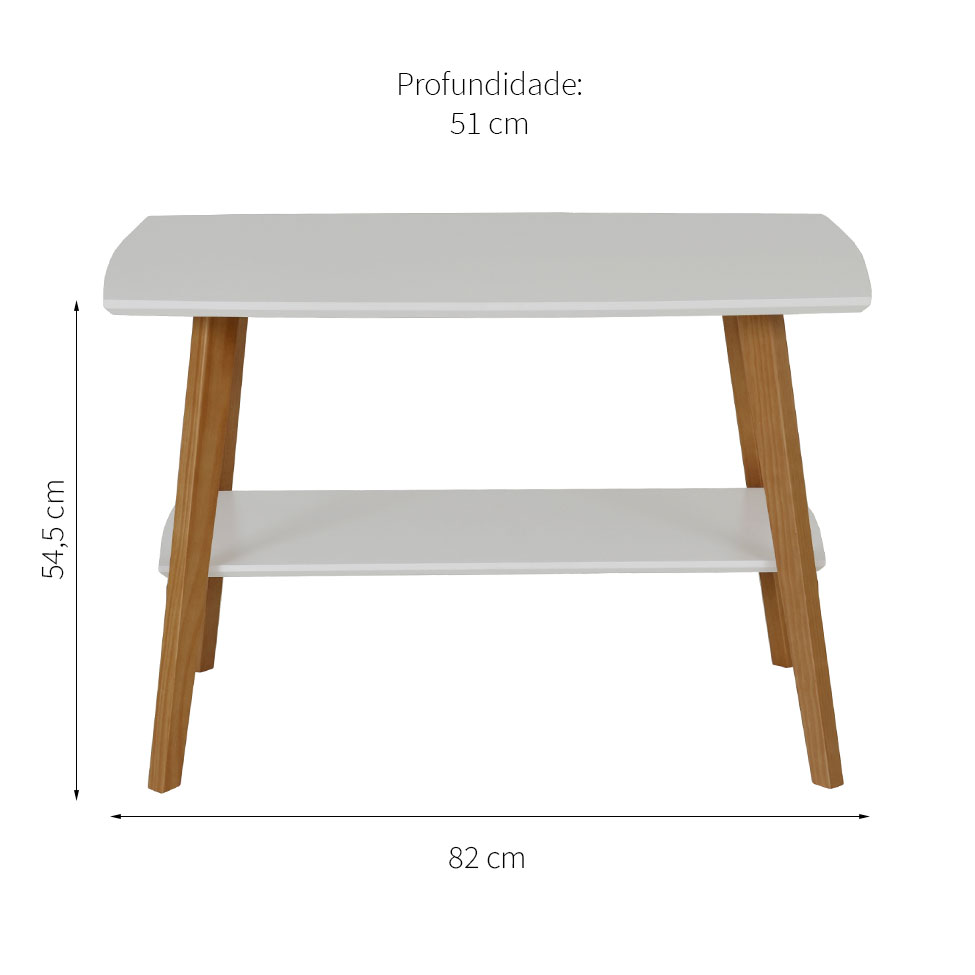 Mesa de Centro Retangular Elis Branca e Avelã