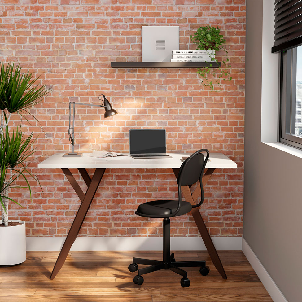 Mesa de Escritório Ipiranga Off White e Amêndoa