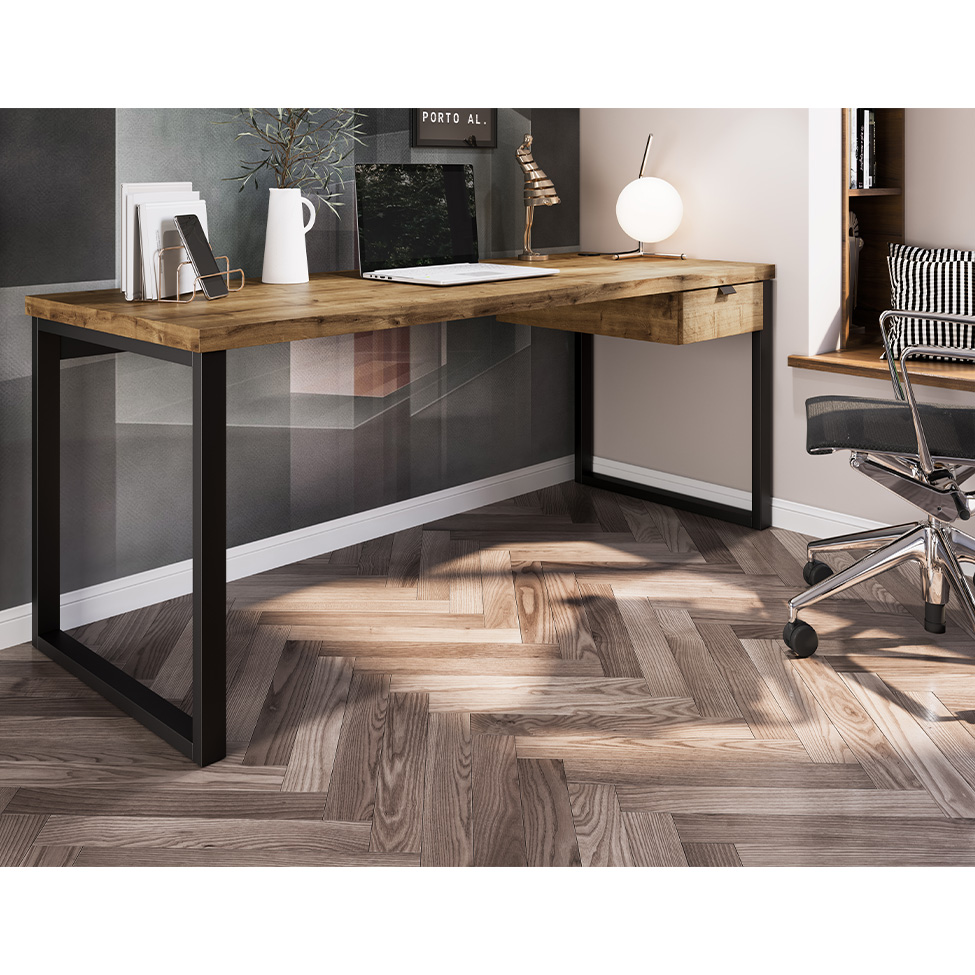 Mesa de Escritório Miguel 1 GV Marrom e Preta