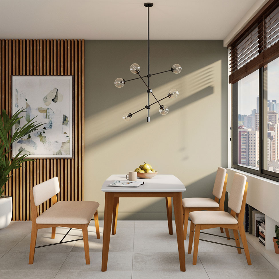 Mesa de Jantar Elis Off White e Avelã 158 cm