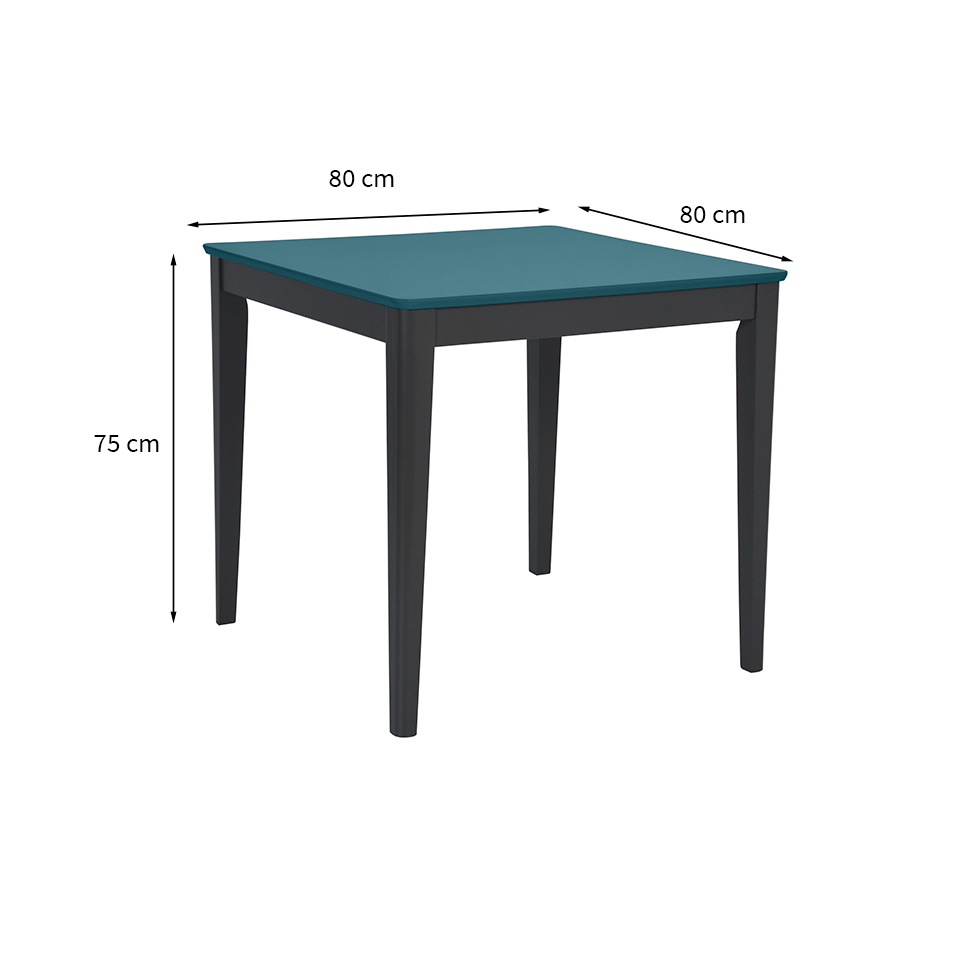 Mesa de Jantar Quadrada Breakfast Azul e Grafite 80 cm