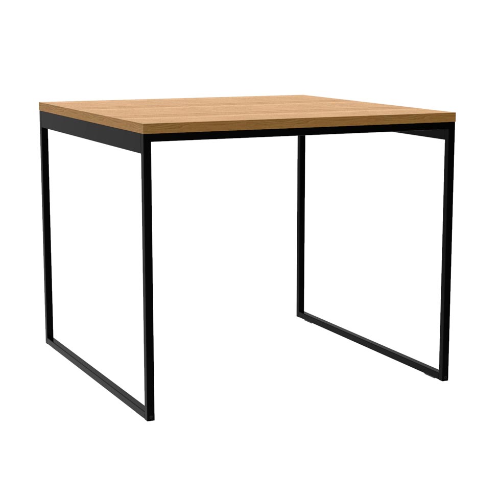 Mesa de Jantar Quadrada Industrial Stanford Amêndoa e Preta 90 cm